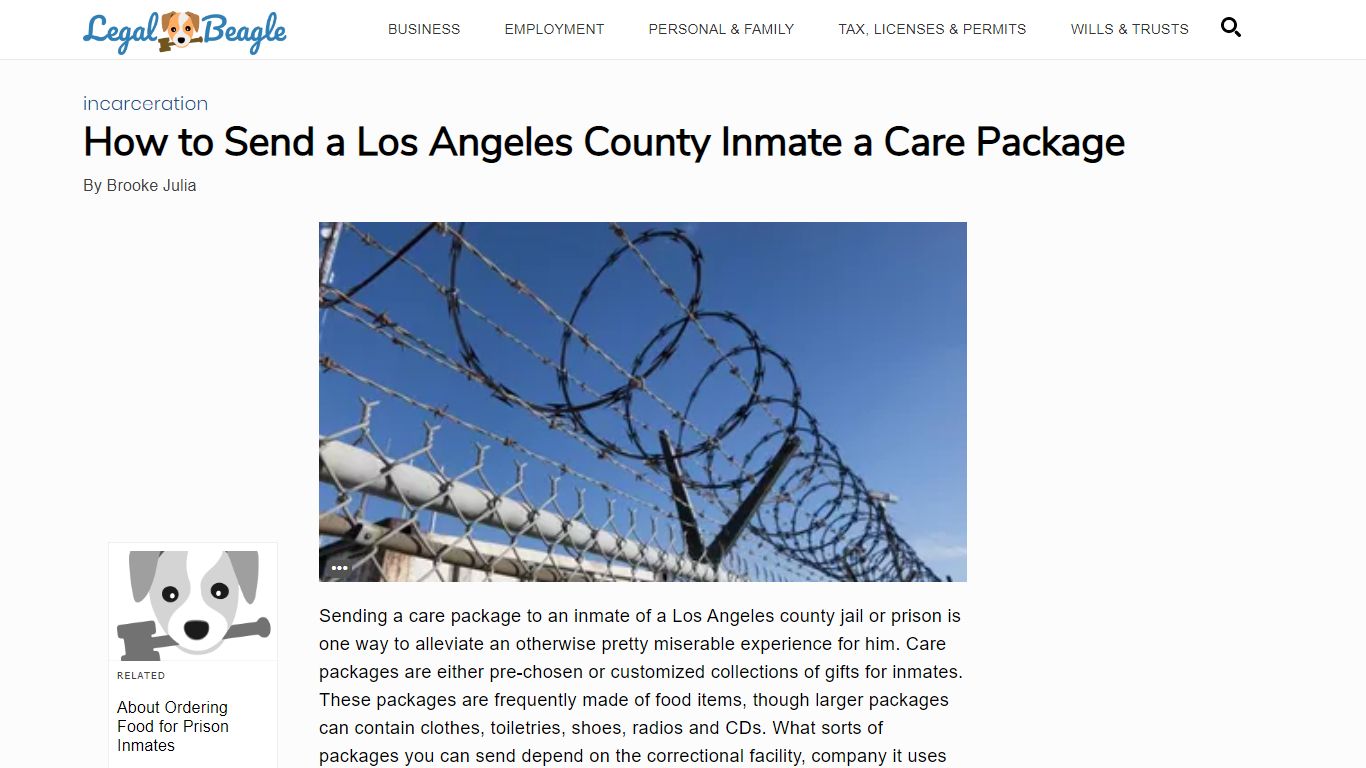 How to Send a Los Angeles County Inmate a Care Package